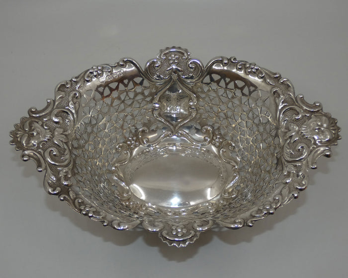 Edwardian Sterling Silver pierced gallery comport Chester 1905