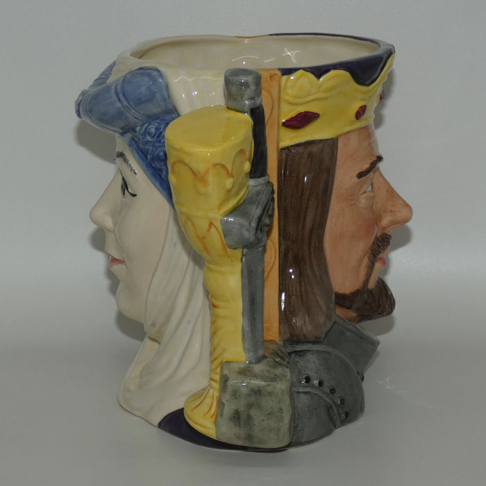D6836 Royal Doulton large double sided character jug King Arthur and Guinevere