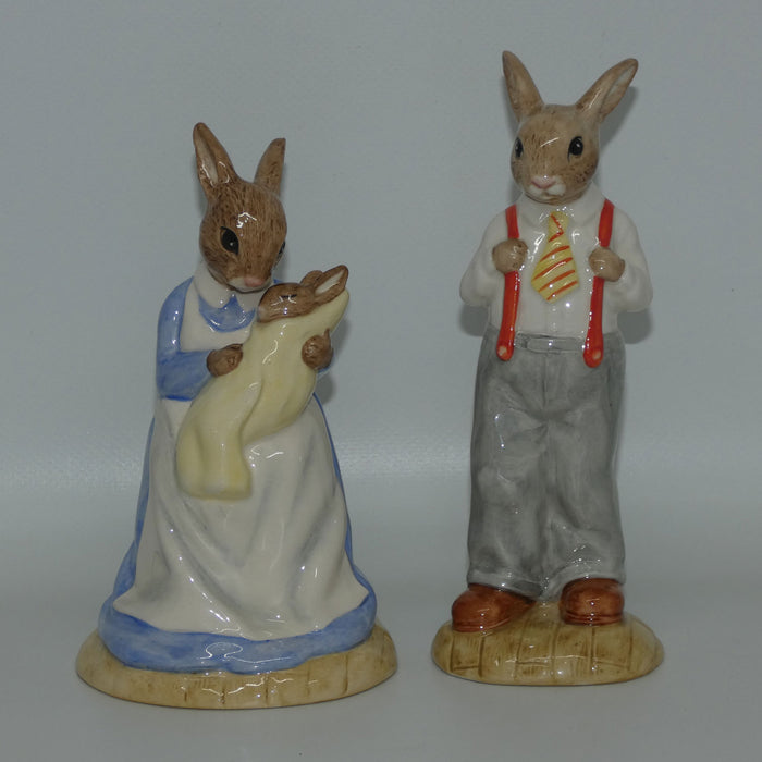 DB226-227 Royal Doulton Bunnykins Mother and Baby & Father (Large Size)