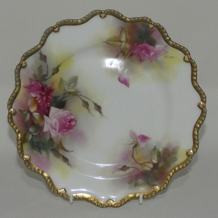 Royal Worcester hand painted and gilt Roses plate (Fildes)