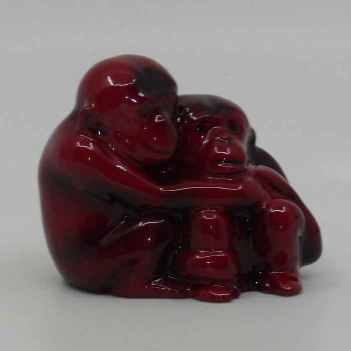 HN254 Royal Doulton Flambe figure Monkeys (Mother and Baby)