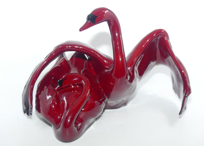 HN3538 Royal Doulton Flambe figure Nestling Down | Swans | Flambe Glaze