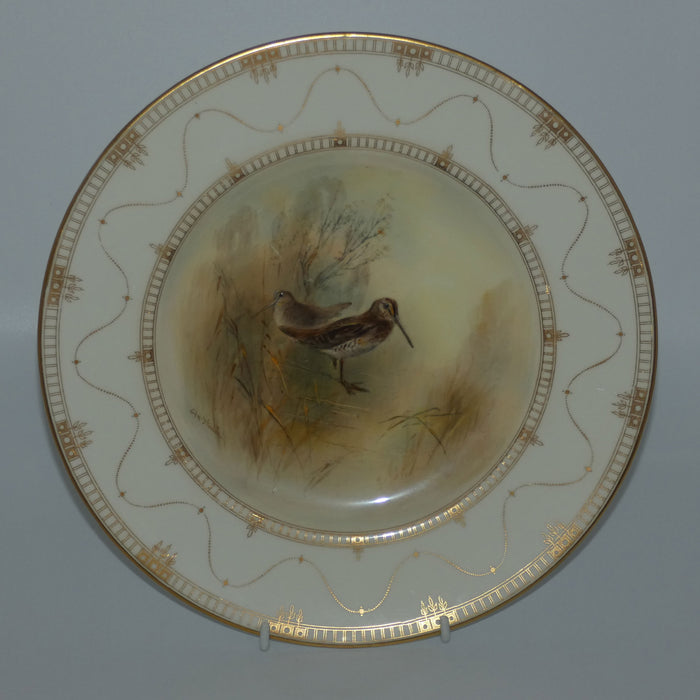 Royal Worcester hand painted Game Birds Snipe plate (JAS Stinton)