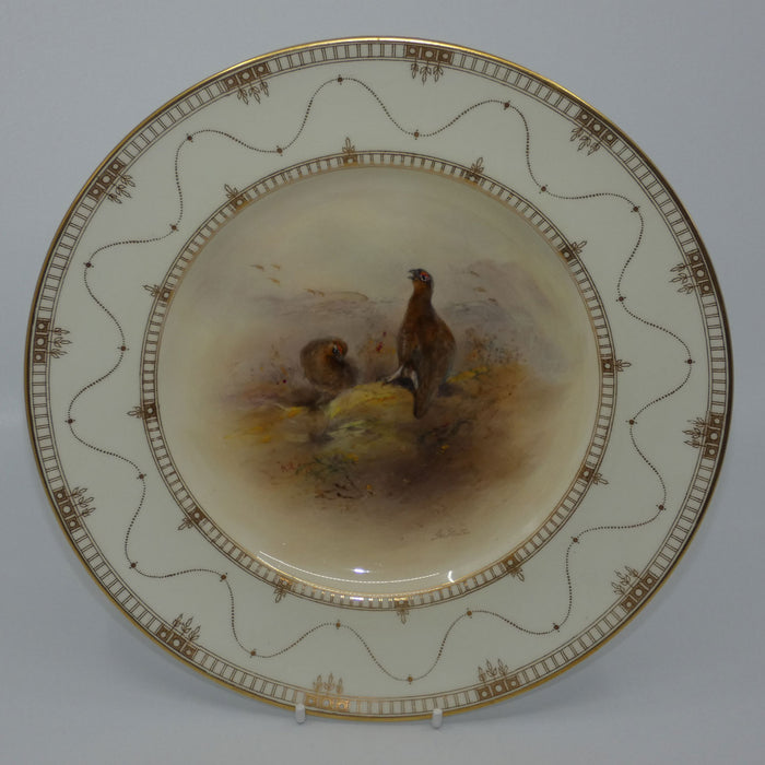 Royal Worcester hand painted Game Birds Red Grouse plate (JAS Stinton)