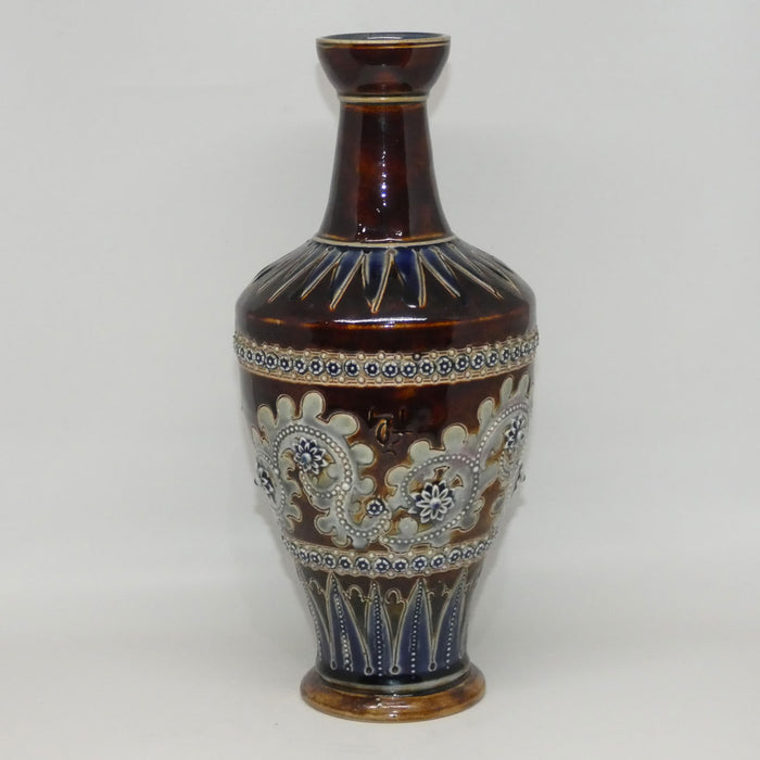 Doulton Lambeth George Tinworth Brown and Blue vase c.1876