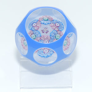 John Deacons Scotland Millefiori Interlocking Trefoil on Lace | Facetted Overlay small paperweight