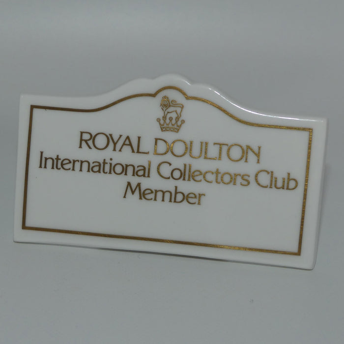 A Royal Doulton figurine International Collectors Club Member display plaque