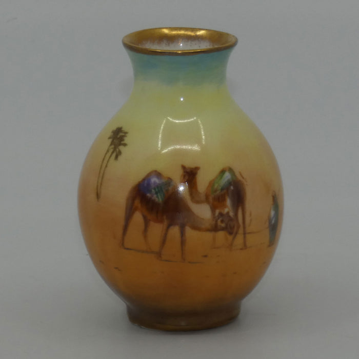 Royal Doulton hand painted & gilt Middle East Desert Scenes miniature vase (Allen)