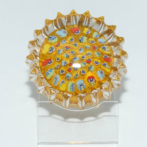 john-deacons-scotland-millefiori-pansy-paperweight-amber-ribbed