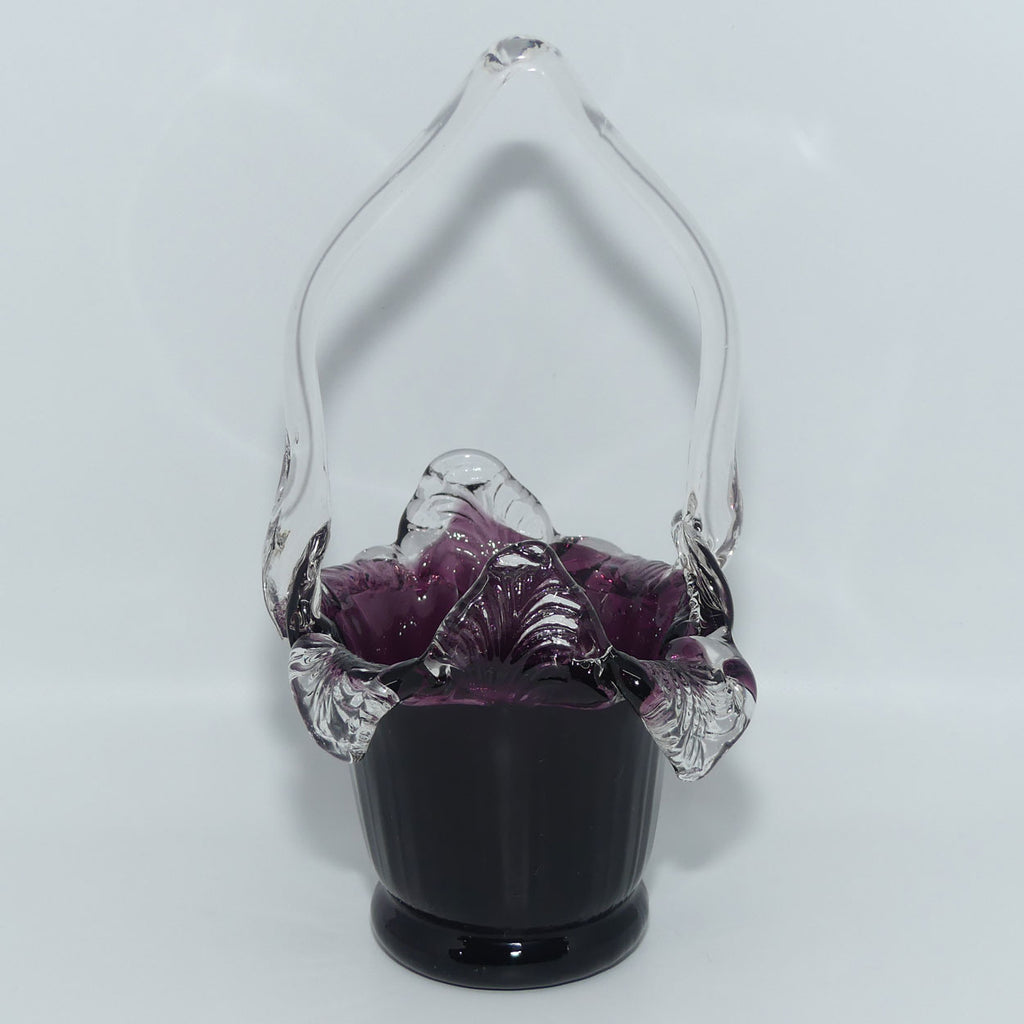 Hand Blown Amethyst Art Glass basket