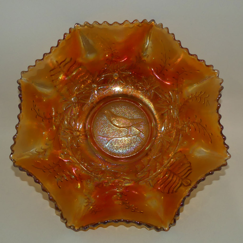 Australian Carnival Glass | Marigold Magpie Master Bowl