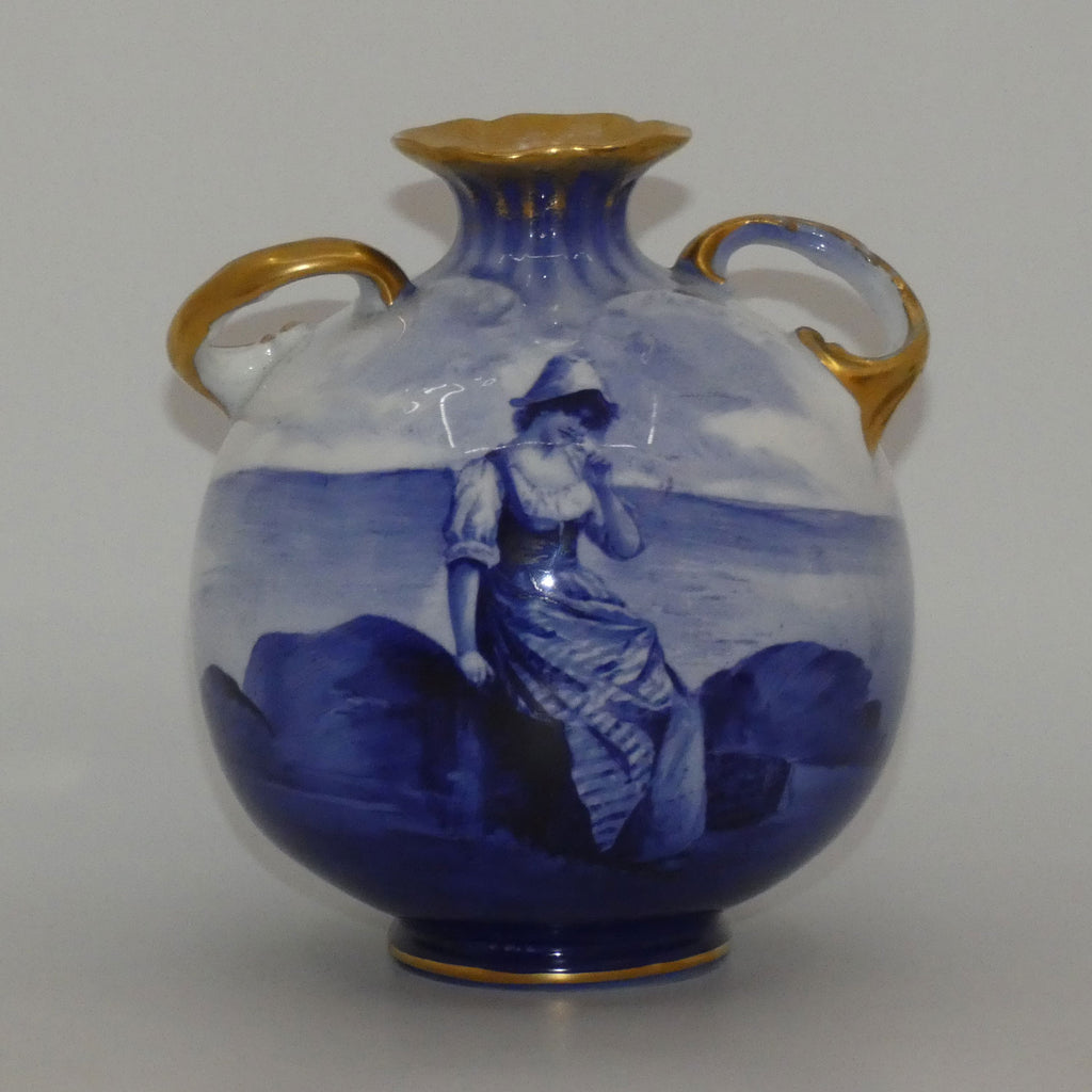 royal-doulton-blue-childrens-ball-vase-with-helix-twist-handles-woman-by-seashore