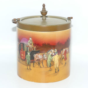 Royal Doulton Autumn | Red Sky Coaching Days biscuit barrel | EP lid