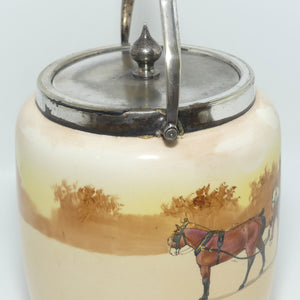 Royal Doulton Coaching Days biscuit barrel | EP lid and handle D2716