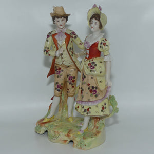 Victorian era Lady and Gent bisque figurine group | c.1890