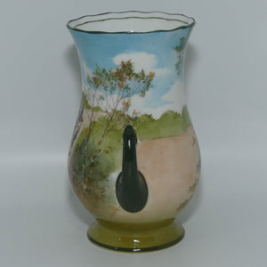 Royal Doulton Coaching Days Blue Sky variation twin handle vase #2