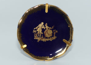 Limoges France Traditional Courting Couple miniature plate | 7.3cm | Gilt on Blue