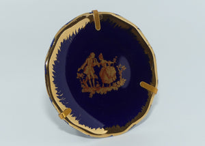 Limoges France Traditional Courting Couple miniature plate | 7.3cm | Gilt on Blue