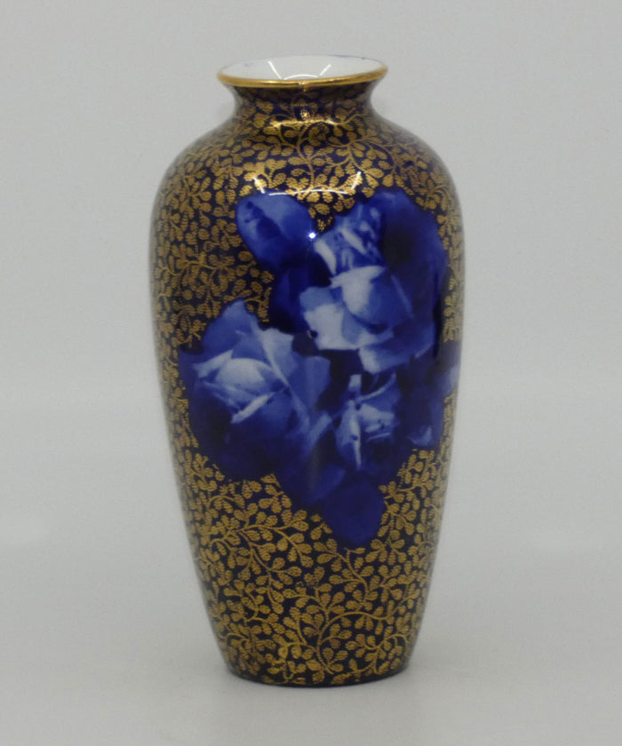 Royal Doulton Blue Roses small vase with gilt highlights