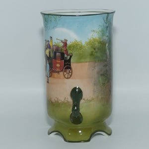 Royal Doulton Coaching Days Blue Sky variation twin handle vase | 4 feet E2768 | unstamped