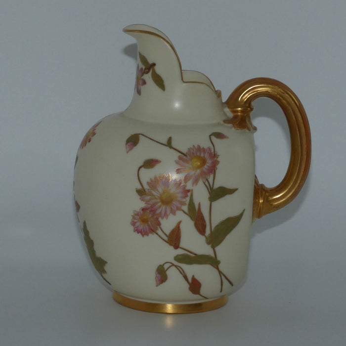 Royal Worcester Blush Ivory hand painted Floral flatback jug
