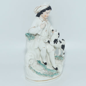 early 19th Cent Staffordshire Porcelain Boy with Begging Spaniel
