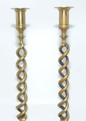 Pair of Brass Open Barley Twist candlesticks | 15 inch | 38cm tall