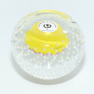 john-deacons-scotland-concentric-millefiori-large-paperweight-bubbles-yellow