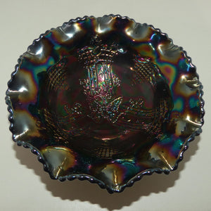 australian-carnival-glass-dark-butterfly-and-bower-footed-bowl