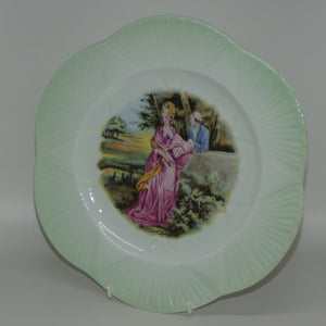 shelley-england-courting-scene-plate-lady-standing-green-border-dainty