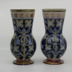 royal-doulton-stoneware-pair-of-art-nouveau-celtic-design-vases