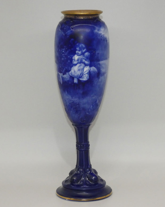 Royal Doulton Blue Childrens chalice vase (Girl with Baby crying)
