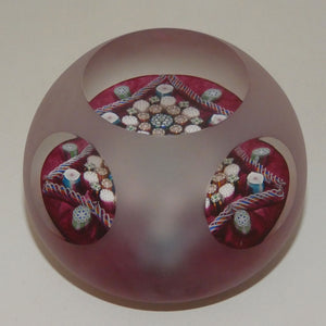 john-deacons-scotland-clichy-square-facetted-and-sandblasted-magnum-paperweight-ruby