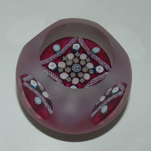 john-deacons-scotland-clichy-square-facetted-and-sandblasted-magnum-paperweight-ruby