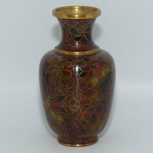 Mid Century Cloisonne Vase | Small | Iron Red | Brass