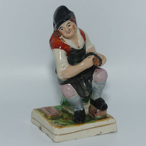 Early Mid 19th Cent Staffordshire Pottery Cobbler figure