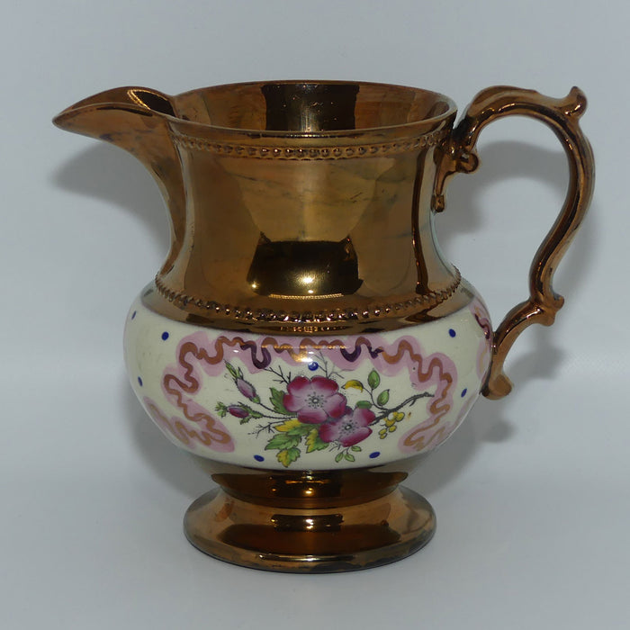 English Copper Lustre jug | Floral Decor | #2 | Large