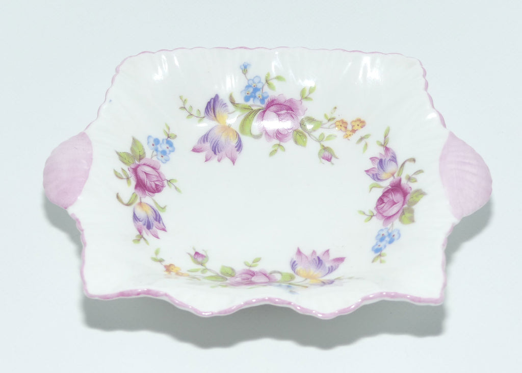 Shelley Dainty shape Floral pattern dish | Pink tab handles