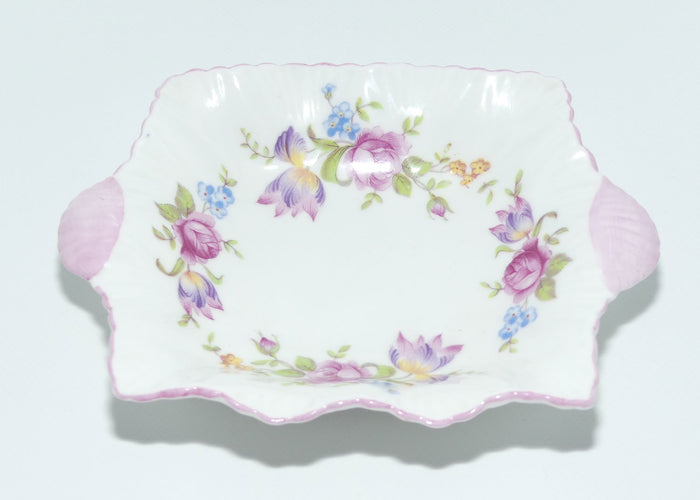 Shelley Dainty shape Floral pattern dish #2 | Pink tab handles