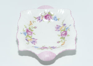 Shelley Dainty shape Floral pattern dish | Pink tab handles