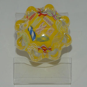 john-deacons-scotland-latticino-daisy-miniature-paperweight-yellow
