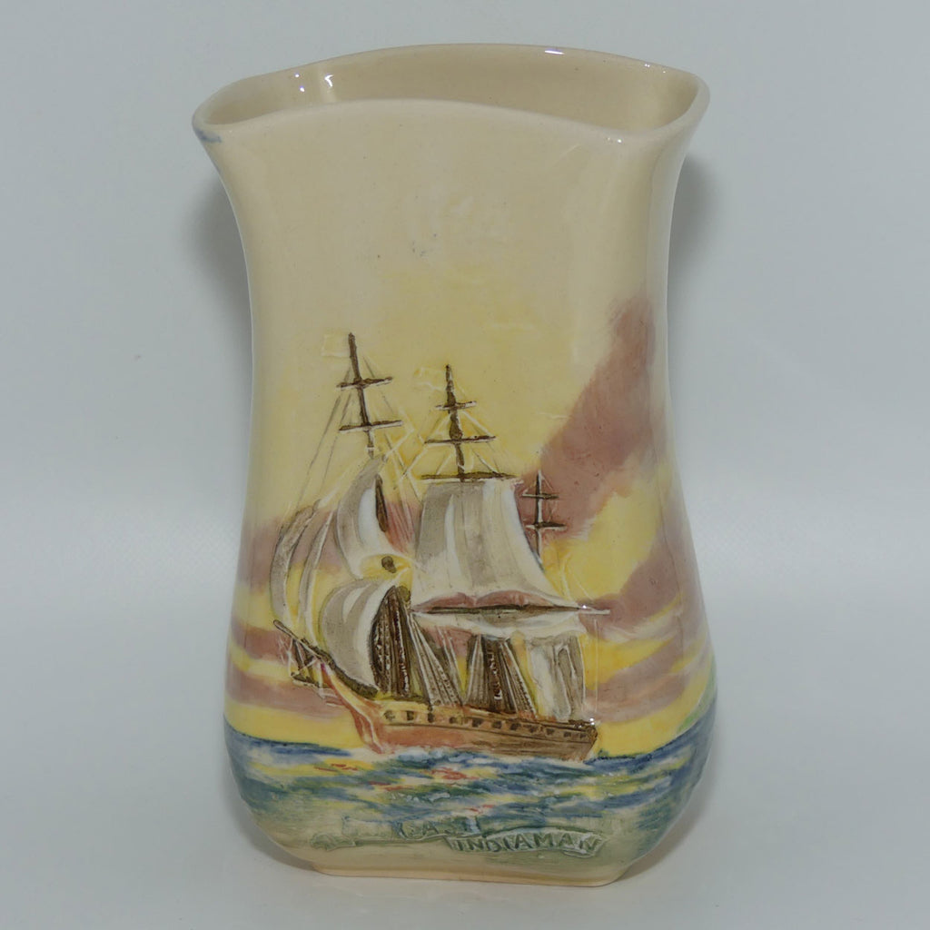 Royal Doulton Famous Ships East Indiaman tall flaired vase D5957