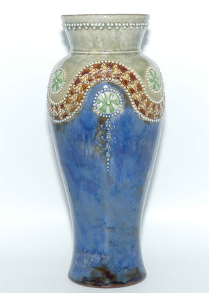 royal-doulton-stoneware-drip-glaze-vase-with-applied-beads-and-floral-decor-ethel-beard
