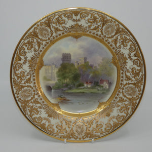 royal-doulton-hand-painted-gilt-warwick-castle-plate-evans