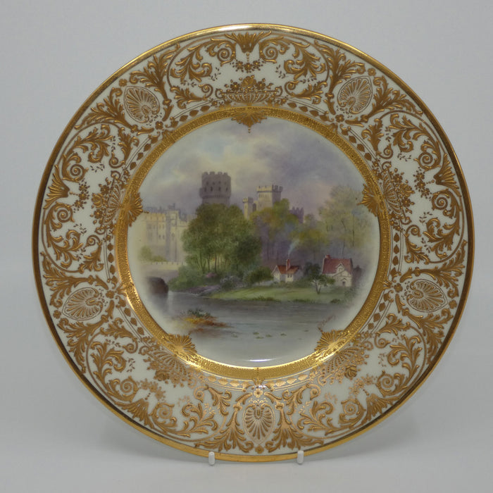 Royal Doulton hand painted & gilt Warwick Castle plate (Evans)