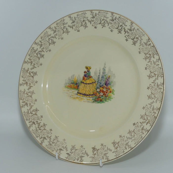 Royal Falcon Ware Crinoline Lady and Gilt floral plate