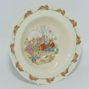 Royal Doulton Bunnykins Tableware Family in the Garden rimmed bowl