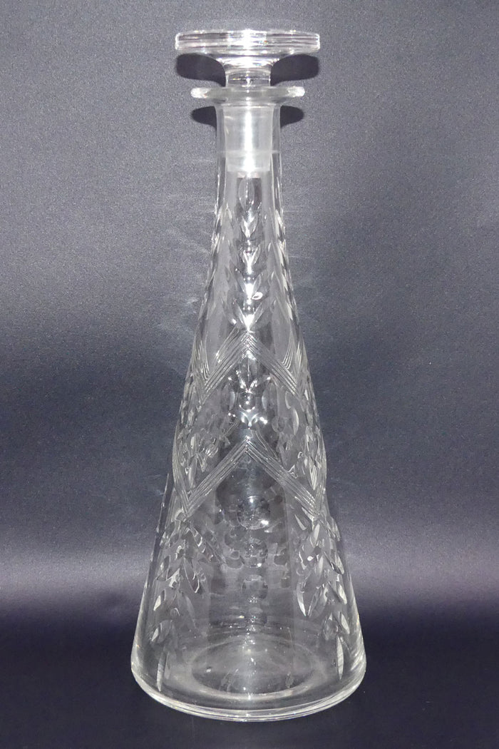 Unusual fancy cut tapering crystal decanter