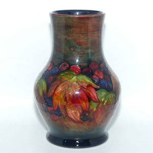 William Moorcroft Flambe Leaves and Fruit bulbous vase | c.1926 - 1945 | Flambe Tints