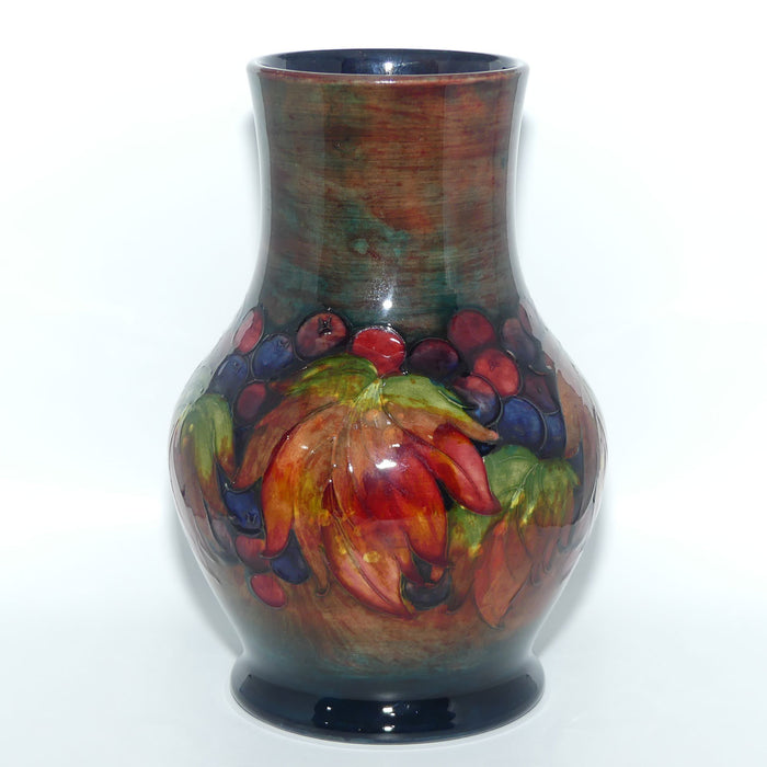 William Moorcroft Flambe Leaves and Fruit bulbous vase | Flambe Tints